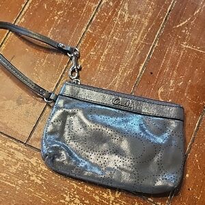 Silver Coach Wristlet